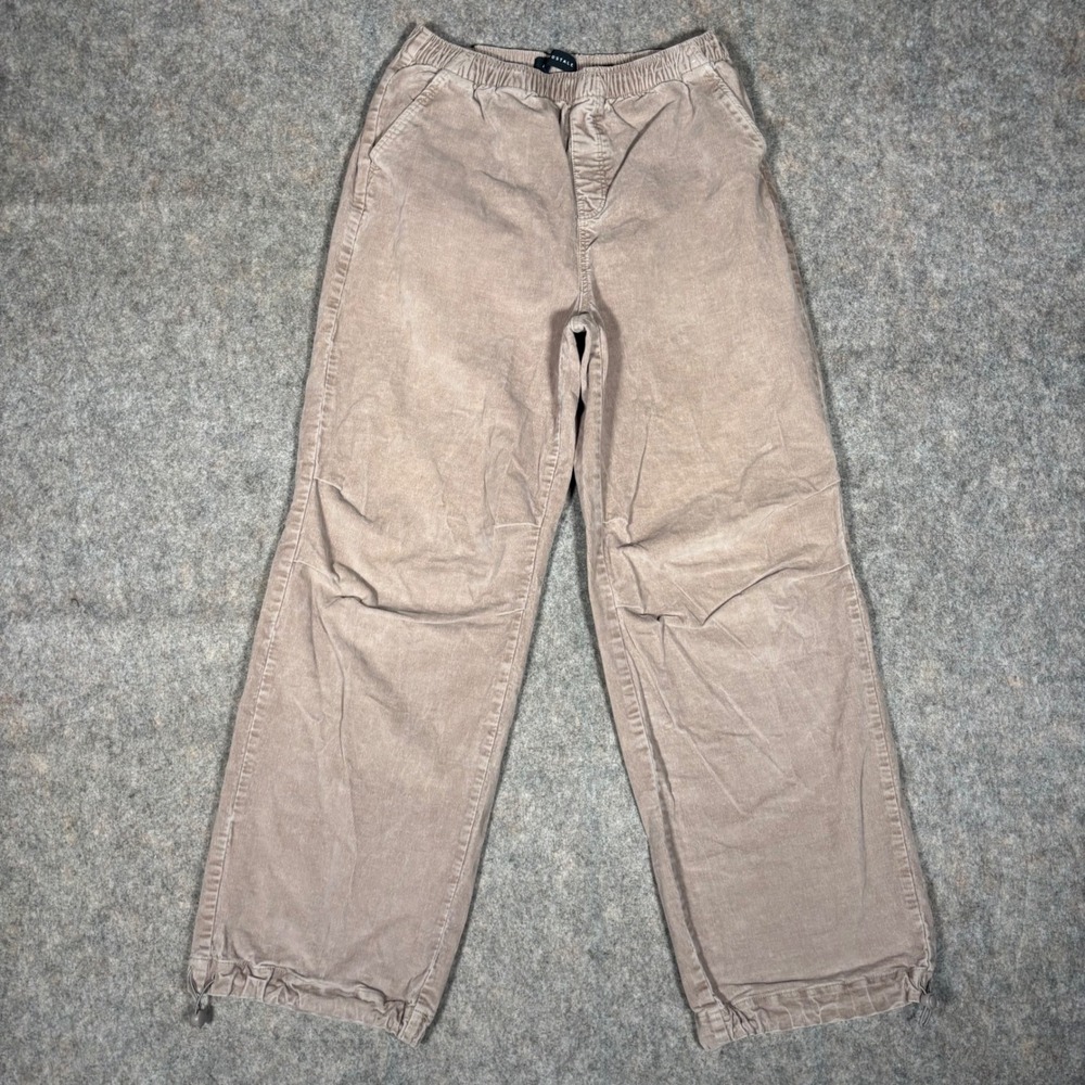 Aeropostale Parachute Pants Womens S Tan Corduroy Baggy Wide Leg Bungee Hem Gorp
